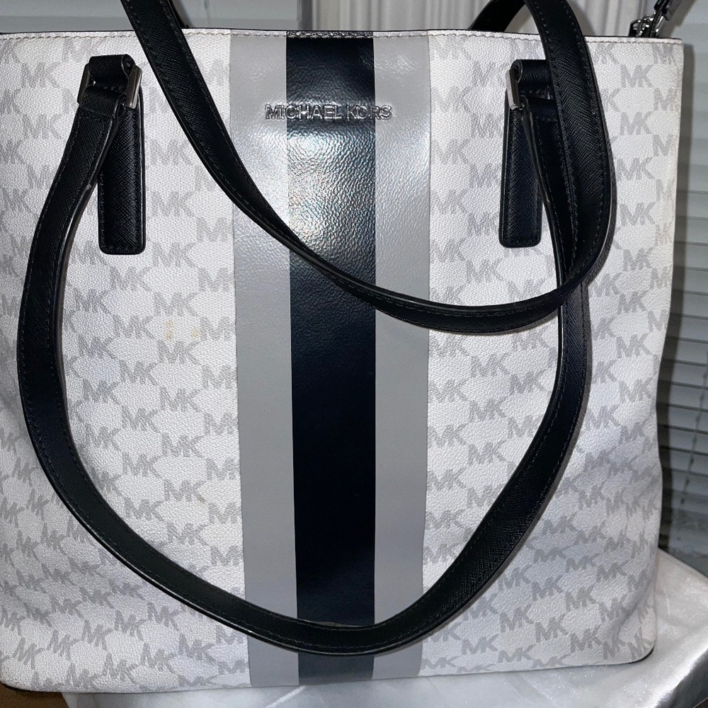 Michael Kors White and Black Tote Bag